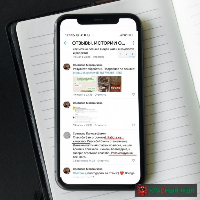 Отзыв о нашей работе по уничтожению плесени  от Светланы